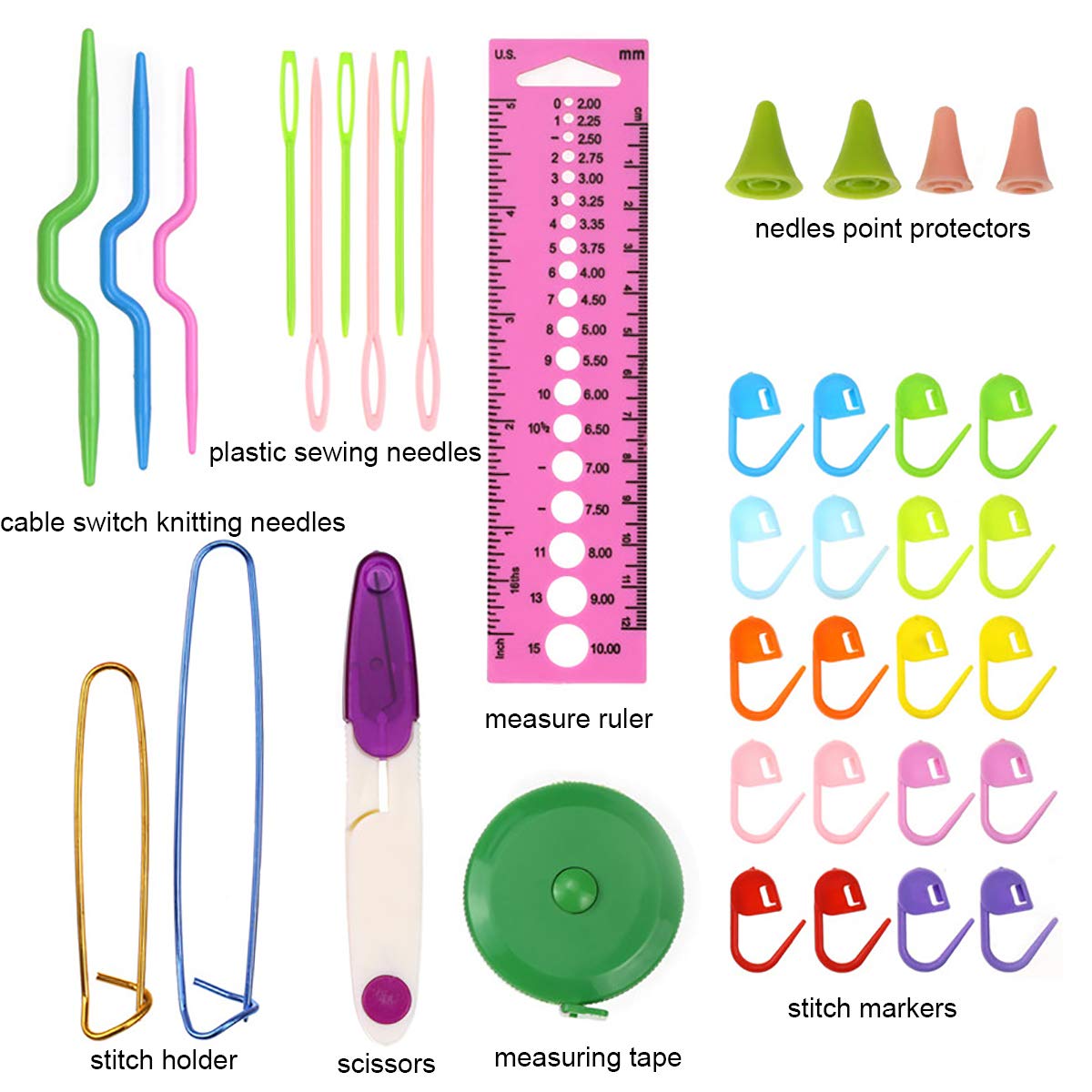 KOKNIT Crochet Hooks Set with Storage Case - 9 Soft Grip Ergonomic Crochet Needles,12 Coloured Aluminum Yarn Crocheting Crochet Hooks,Crochet Kit with Crochet Supplies and Accessories