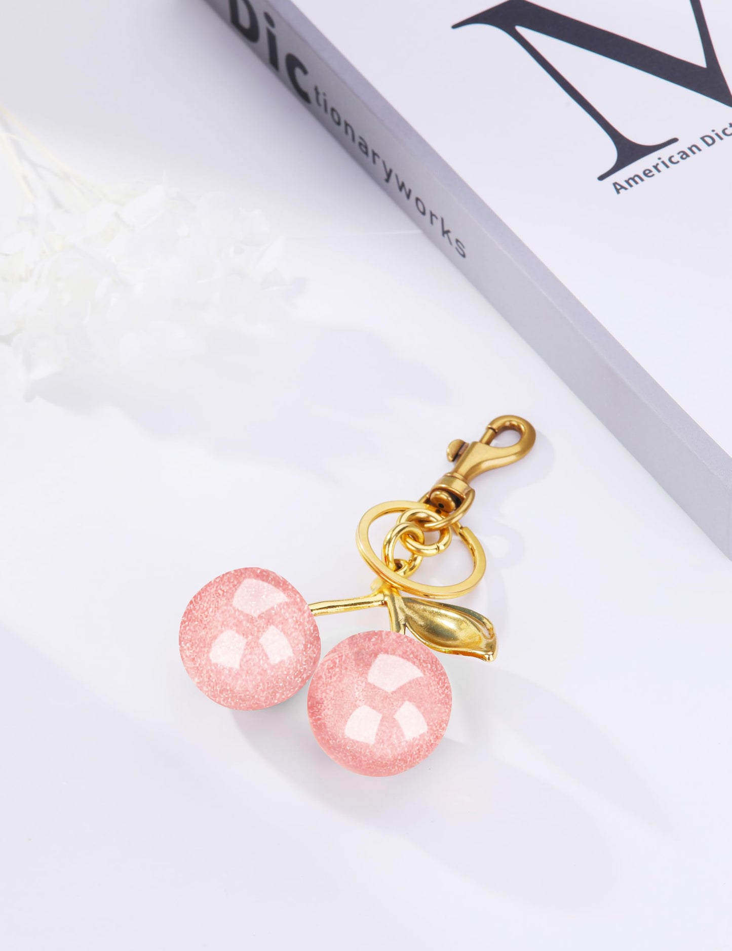 OVRUNS Cherry Bag Charm Cute Cherry Accessories Sparkling Purse Keychian Charms for Women