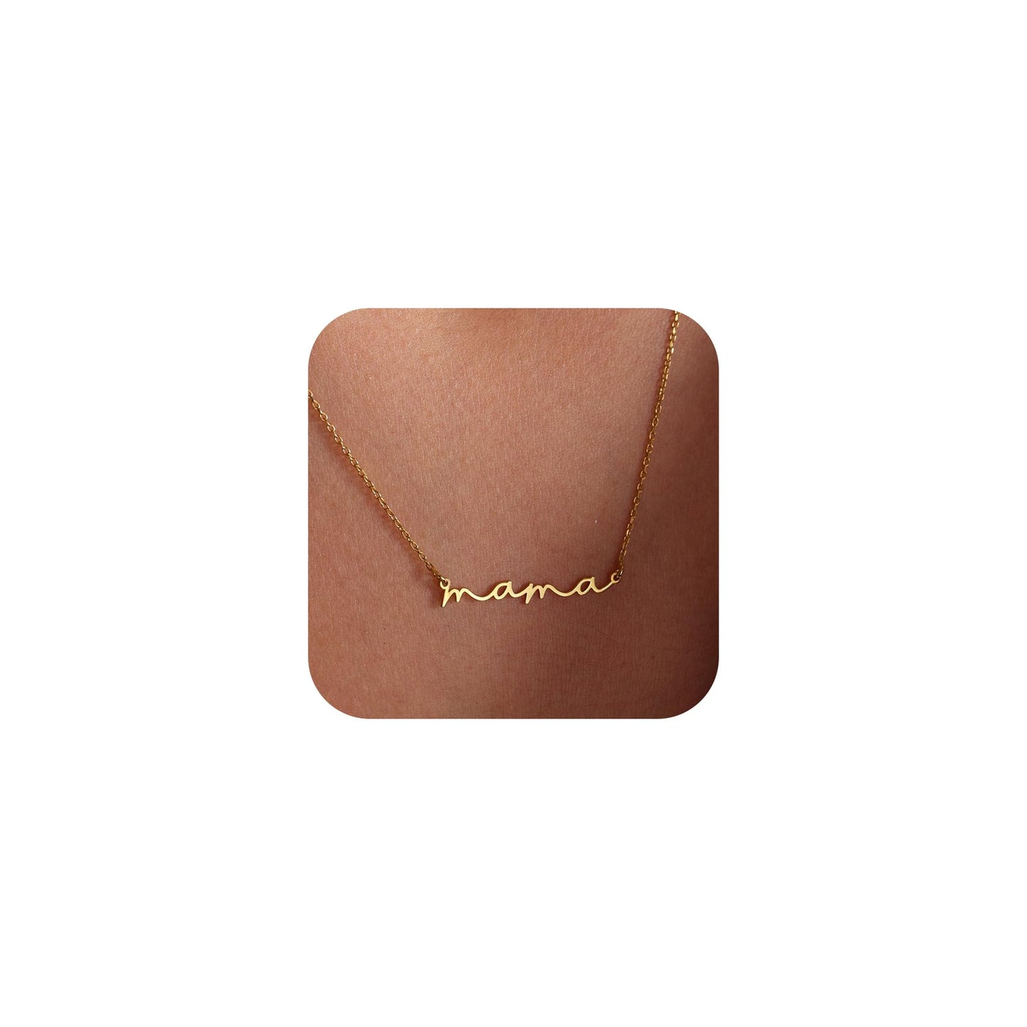 SLOONG Mama Necklaces for Women, Gifts for Mother, 14K Gold Plated Dainty Mother Matching Gift Non Tarnish Jewelry, Gifts for New Mom