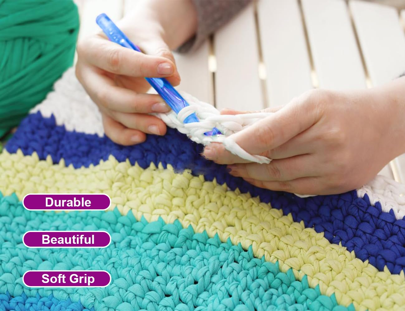 Weabetfu 15mm Large Crochet Hook,Huge Crochet Hooks for Chunky Yarn,Ergonomic Knitting Giant Crochet Needles,Big Crochet Hooks for Knitting Yarn Carpet Scarf Wool Roving, Green