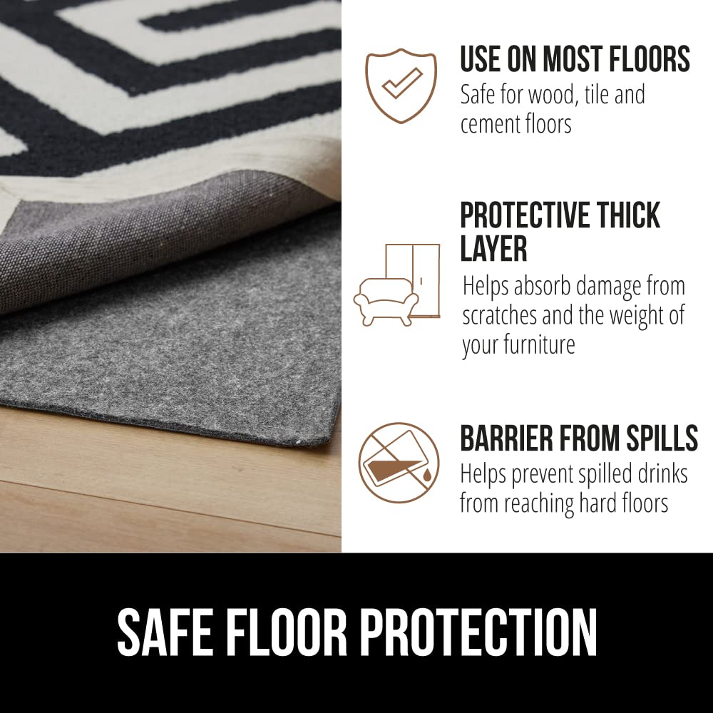 Felt with Rubber Stay in Place Slip Resistant Rug Pad, 1/8 inch Thick, 2x8 FT Protective Padding Under Area Rugs, Cushioned Gripper Pads, Carpet Runners, Hardwood Floors Protection