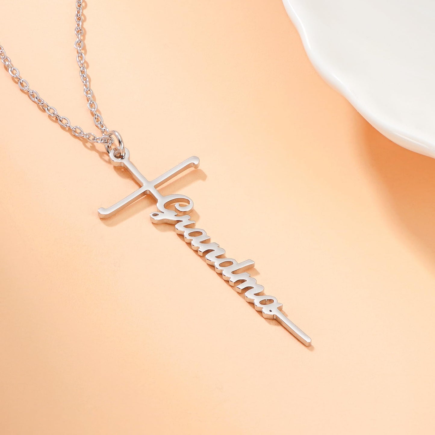Lcherry Grandma Gifts from Granddaughter - Grandma Cross Necklace for Women, Religious Birthday Mother's Day Gifts Necklace for Mom Women