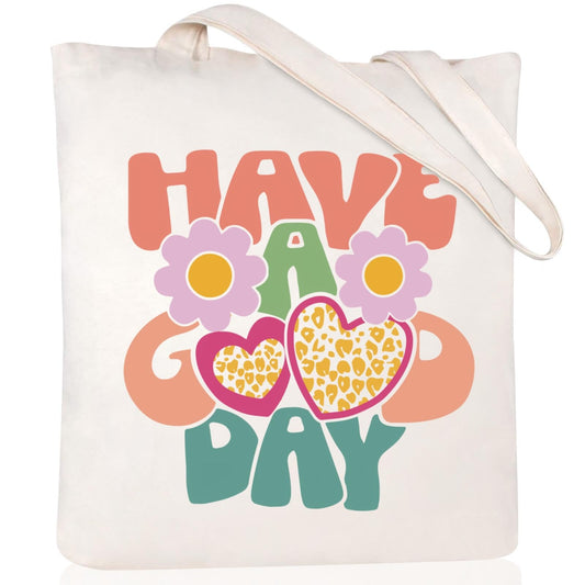 Andeiltech Canvas Tote Bag for Women with Zipper Pocket Aesthetic Cloth Cotton Totes Reusable Grocery Bags Shoulder Book Bags Gifts