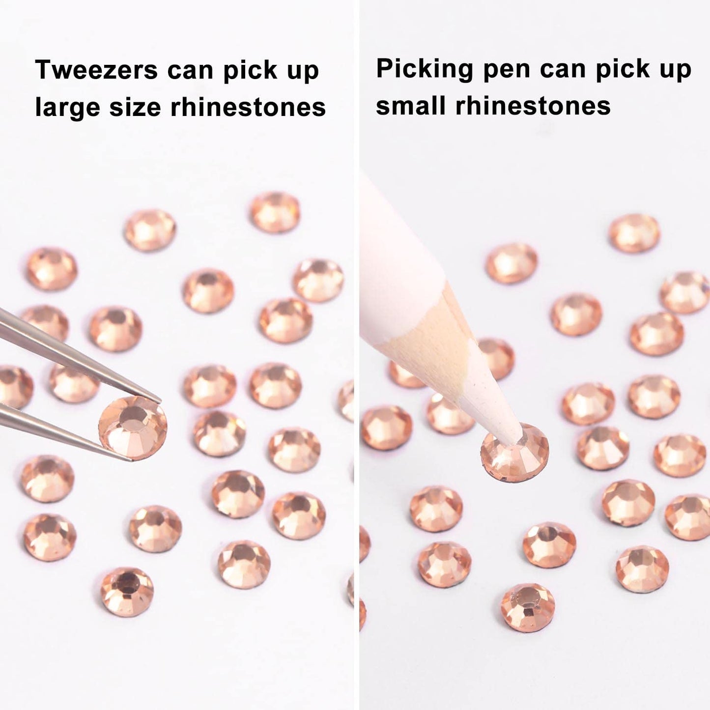 MEIBITE 6796PCS Champagne Hotfix Rhinestones Crystal Stones Glass for Fabric Clothes Shirts Sparkly Flat Back Round with Tweezers and Picking Pen (SS6~SS30 Set)