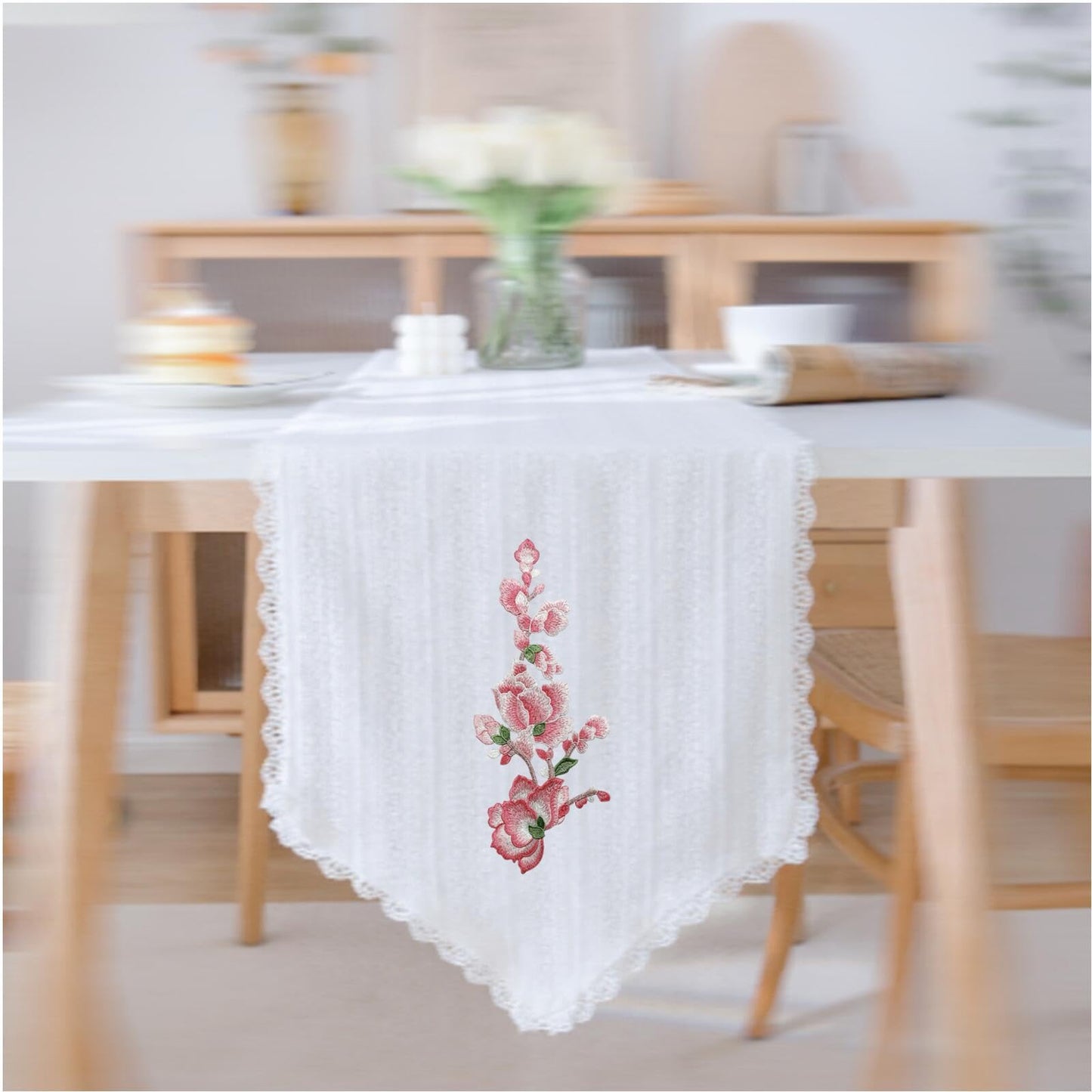 Large Pink Flower Patch, Sew On Embroidered Floral Patch for DIY Clothing, Jeans,Sewing Crafts