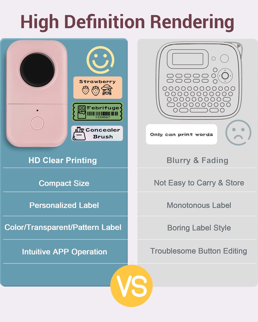 Label Maker Machine - D30 Wireless Cute Easy-to-Use Smart Labeler Maker, Multiple Templates Calligraphy and Icons Available, for Office Home Storage Organization, with Free Sample Label, Pink