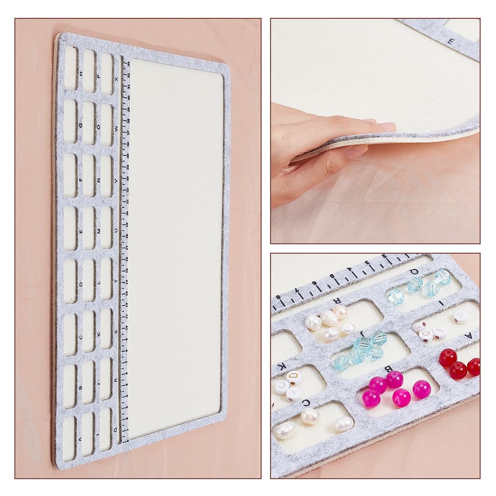 Large Rectangle Felt Beading Mat, Felt Bead Design Boards with Centimeter Alphabetic Scale Beads Tray Bead Pads for Art Crafts Jewelry Making Beading Supplies, 14.4x11inch