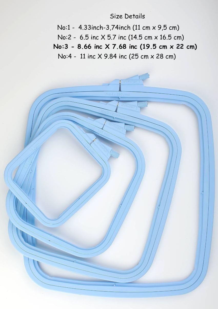 Blue Medium (No:3) Plastic Square Embroidery Hoop, Cross Stitch Hoops, Punch Needle Hoop , DIY Craft Sewing,ABS Plastic Embroidery Hoops