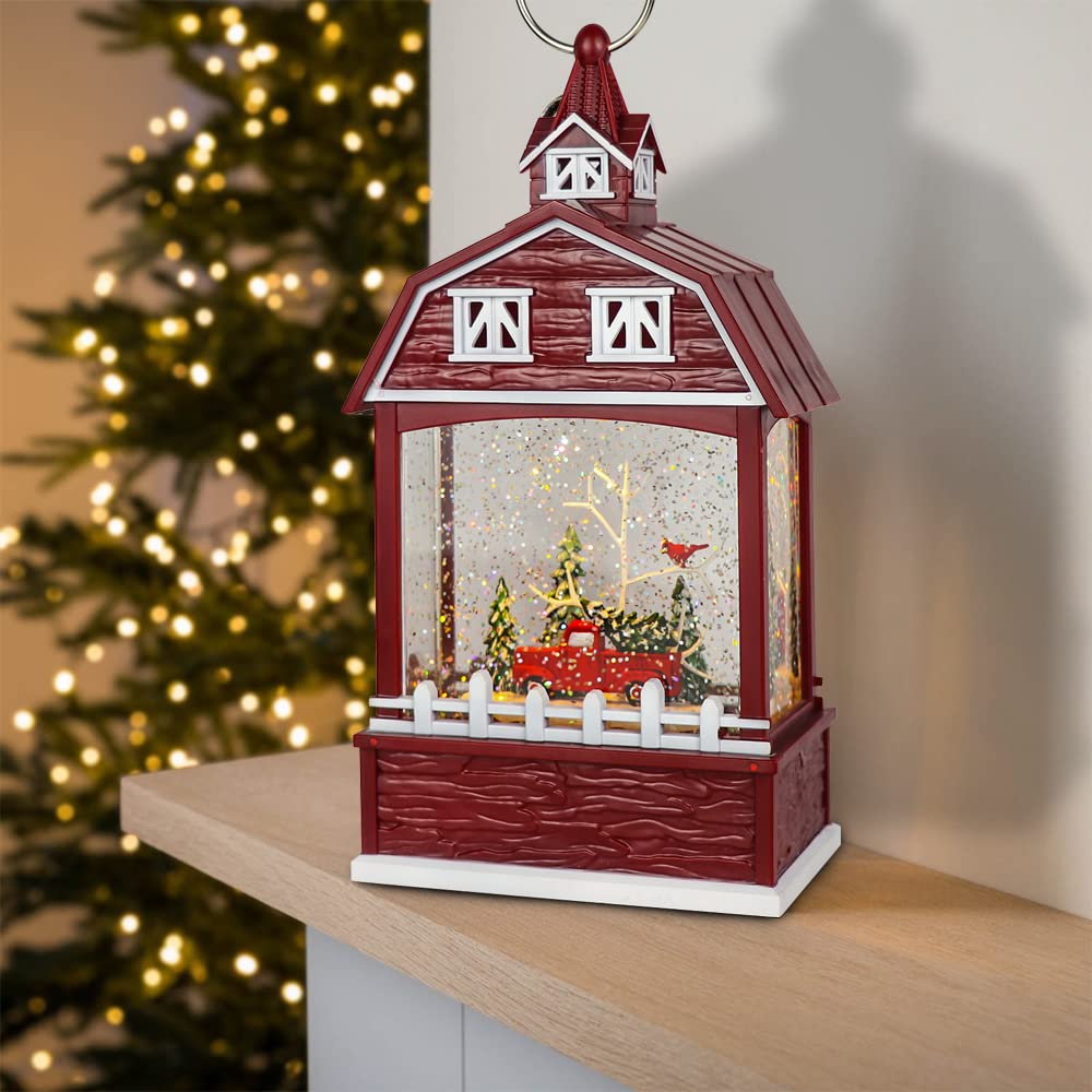 Eldnacele Musical Snow Globe Lantern with Timer, Lighted USB/Battery Operated Swirling Singing Water Glittering, Snow Globes Lamp for Adults and Kids Christmas Decoration- Car