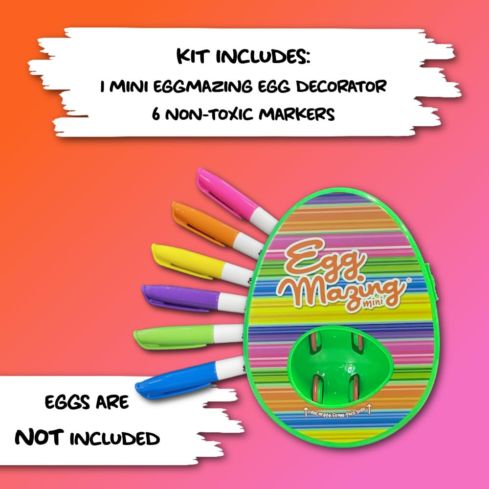 Easter Egg Mini Decorator Kit Arts and Crafts Set - Includes Egg Decorating Spinner and 6 Markers - Ages 3 and Up [Packaging May Vary]