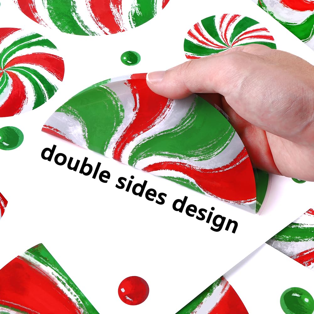 Christmas Window Clings, Candy Window's Clings Decals Oil Painting Christmas Red Green Candy Stickers for Xmas Party Home Office Decor Winter Holiday Glass Window Decoration
