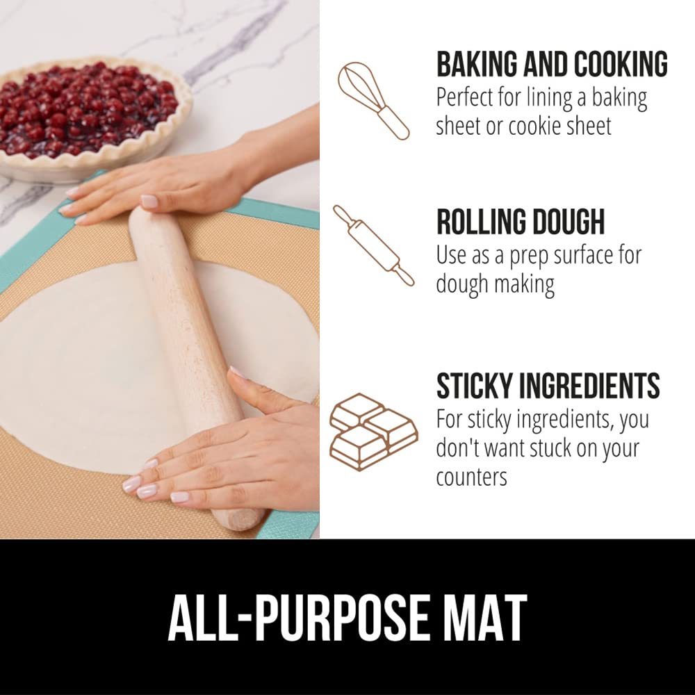GORILLA GRIP Food Grade Reusable Nonstick Silicone Baking Mat, Oven Safe Cookie Sheet Liners, Up to 500 Degrees, No Mess Easy Clean Pastry Mats, Kitchen Essentials, 11.75x8.25 Quarter Sheet, 2PK, Mint