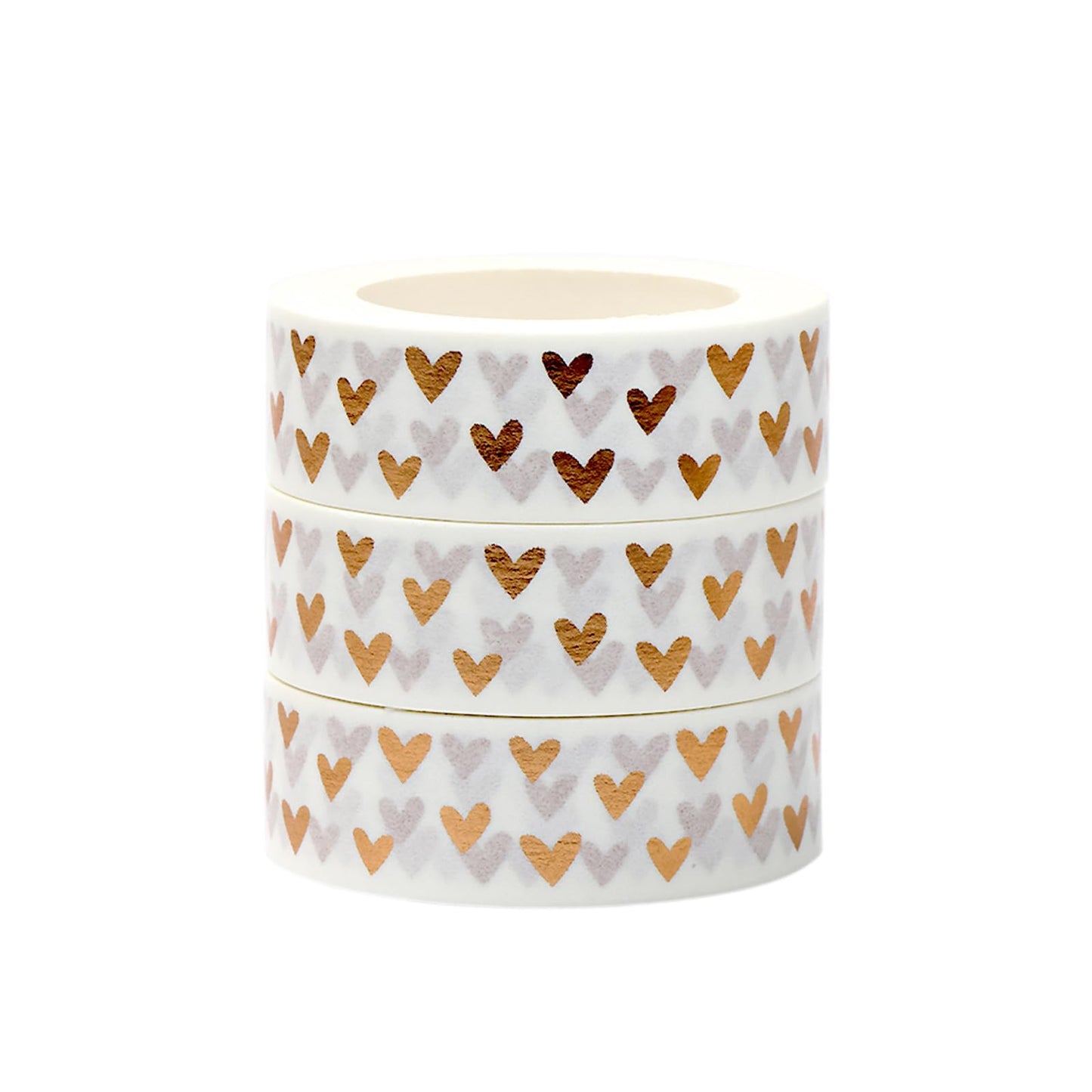 Wedding Washi Tape Rose Gold Foil Hearts Washi Tapes 3pcs 32Ft. Self-Sticky Love Decorative Craft Tape Masking Tapes for Decoration (Bronze Heart)