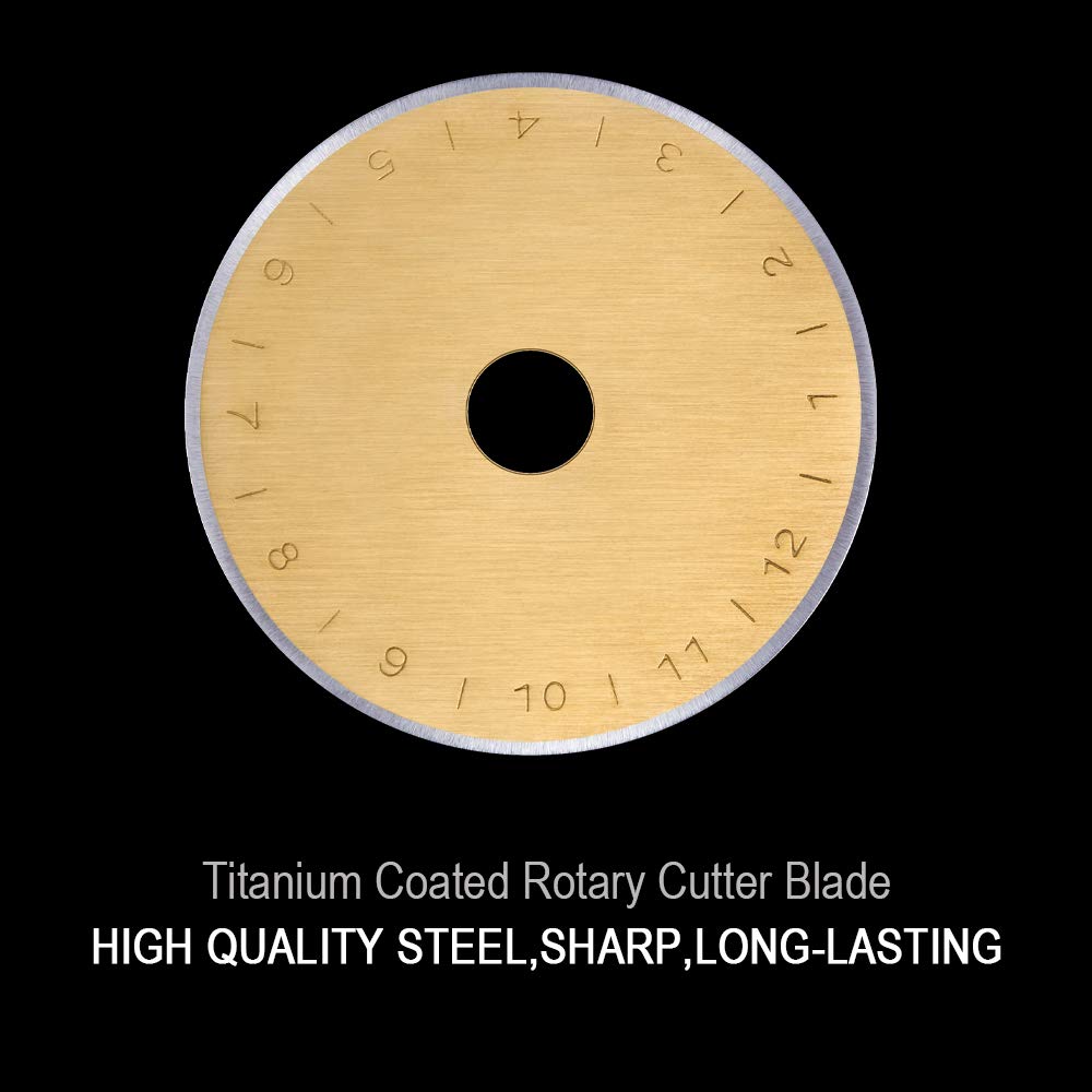 HEADLEY TOOLS Titanium Coated 45mm Rotary Cutter Blades 15 Pack Fits Olfa, Fiskars, Replacement Rotary Blade for Arts Crafts Quilting Scrapbooking Sewing, Sharp and Durable
