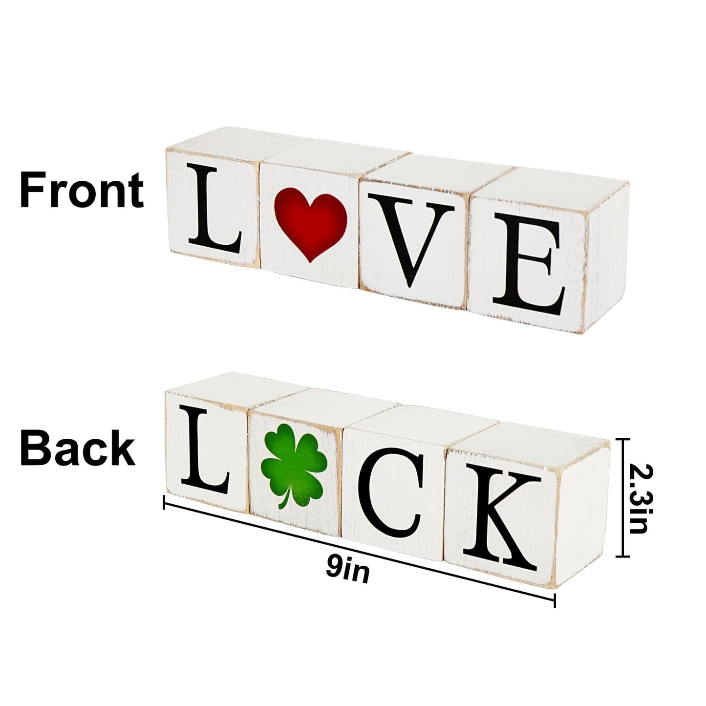 Valentines/St. Patrick’s Day Decorations, 4Pcs Rustic LOVE Wooden Centerpieces Decor Signs, Farmhouse Valentines Galentines Day Decor for the Home Office Table Mantel Shelf Gifts