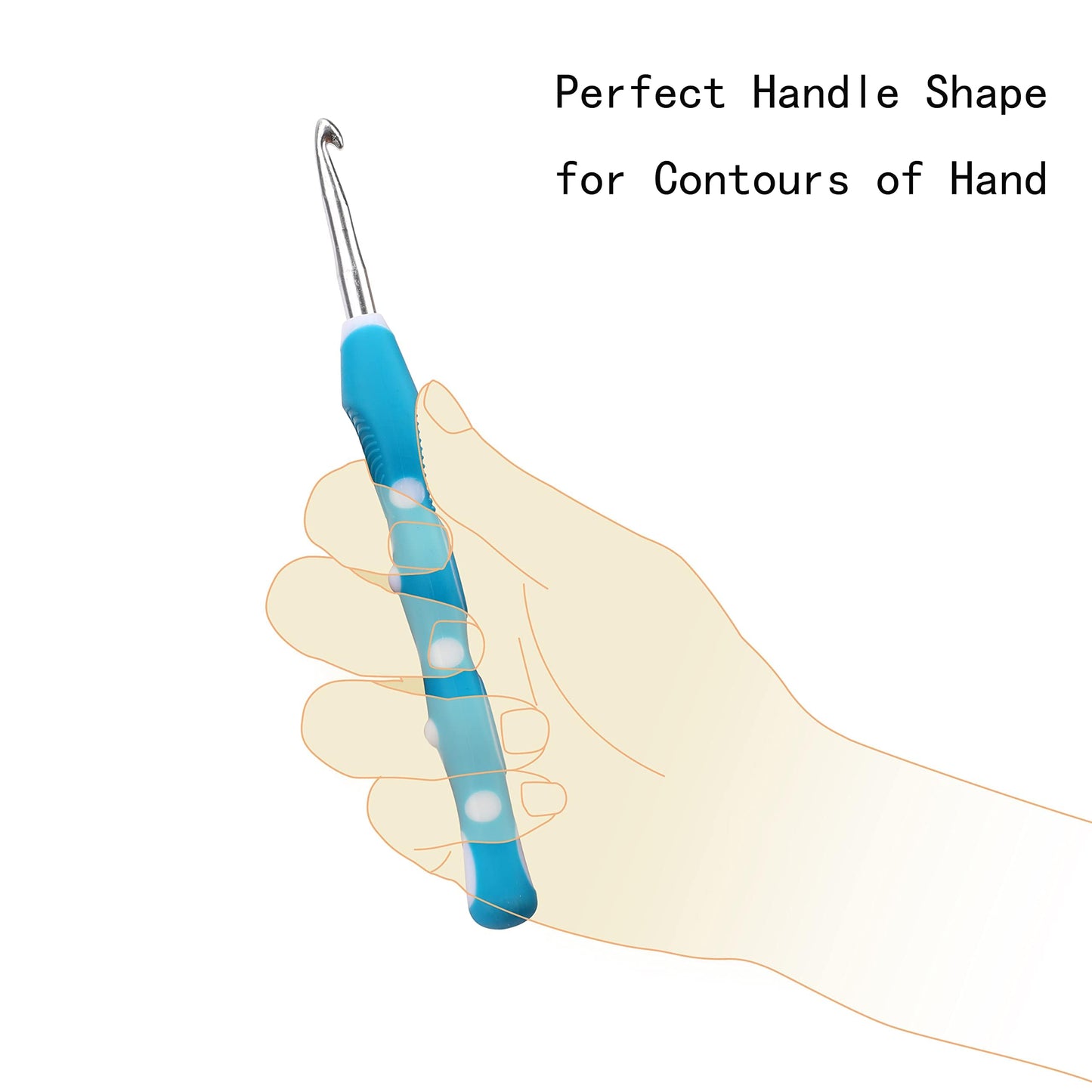 KOKNIT 9 Size Crochet Hooks Set, 2mm-6mm Large Ergonomic Grip Soft Handles and Aluminum Knitting Needles for Beginners