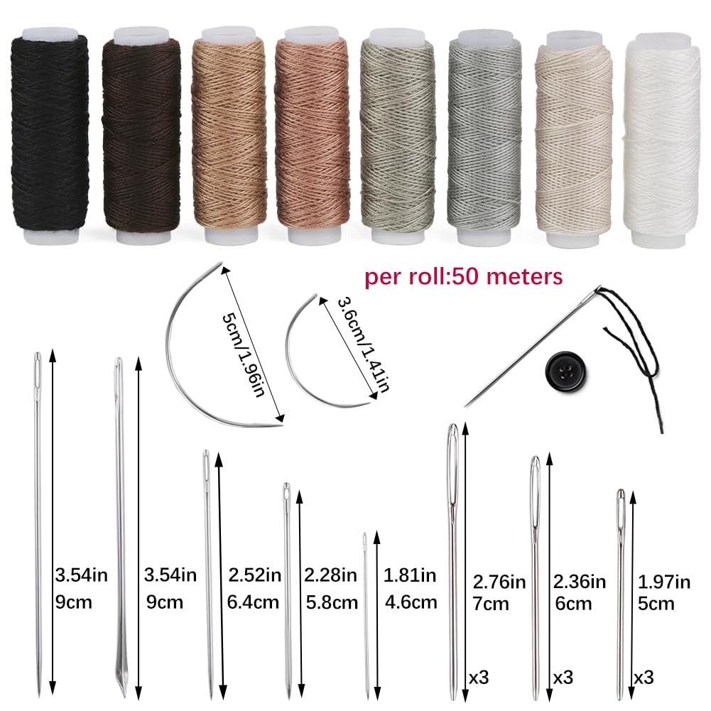 BAGERLA Upholstery Repair Sewing Kit Heavy Duty Sewing Kit with Awl Tools, Seam Ripper, Hand Stitching Needles, Upholstery Thread, Leather Craft Tool for Shoes Sofa Tent Carpet Craft DIY