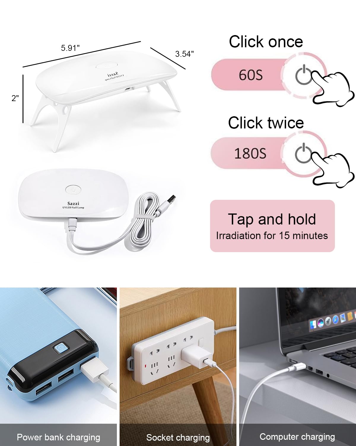 UV LED Nail Lamp UV Light for Gel Nails, Nail Dryer for Gel Polish and Resin, Curing light24W