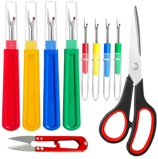 10 Pcs Sewing Seam Rippers, 4 Big and 4 Small Handy Stitch Ripper Sewing Tools with 2 Scissors for Sewing Crafting Thread Removin