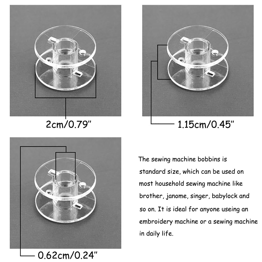 YEQIN 25 Pcs Bobbins for Sewing Machine, Sewing Bobbins with Case, Sa156 Bobbins, Bobbins Class 15, Plastic Bobbins Compatible with Brother Singer Sewing and Embroidery Machine (25 Bobbins with Box)