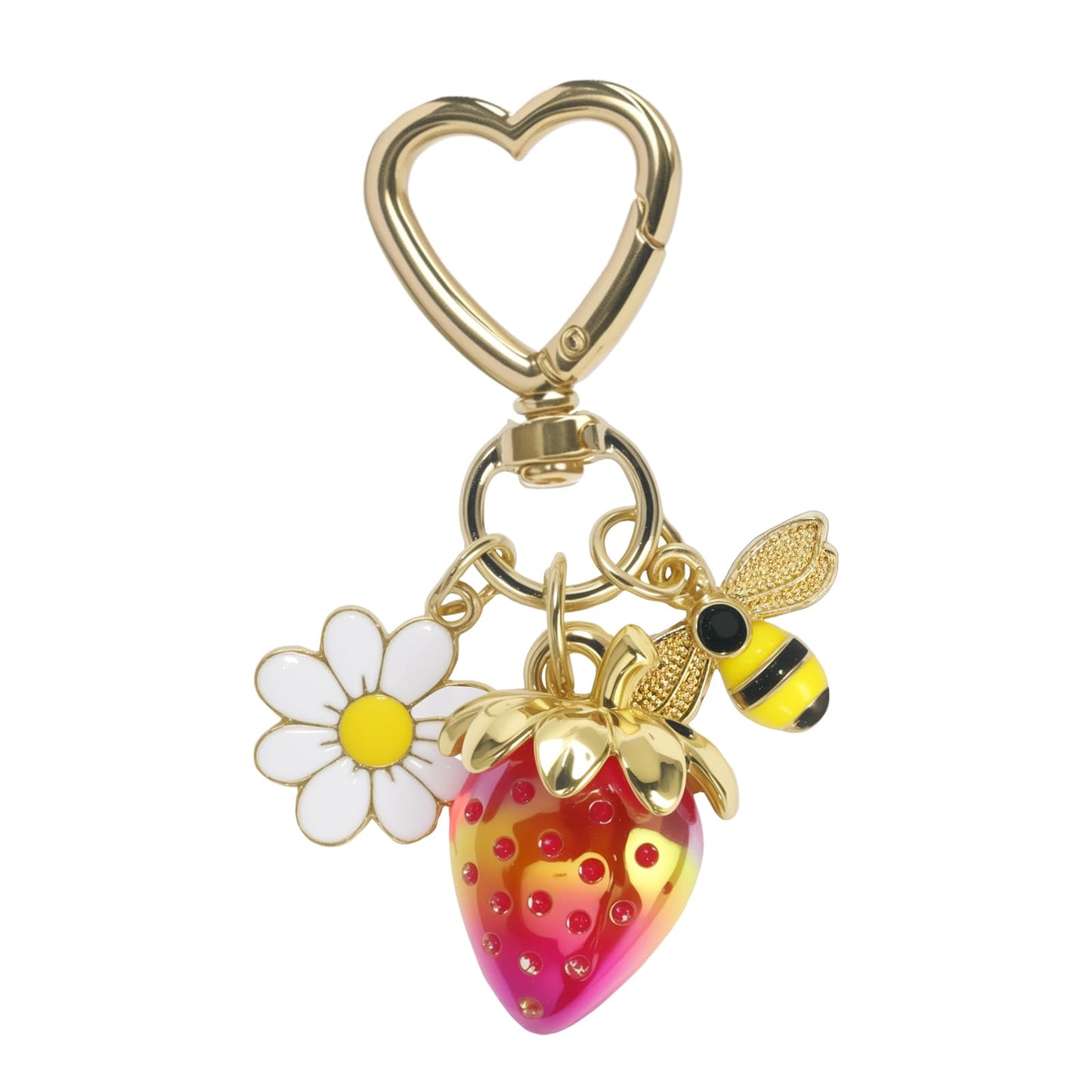 SIGZKK Cute Cherry Strawberry bag charms keychain purse accessories charm for women handbags Kawaii Flower Car Key Chain
