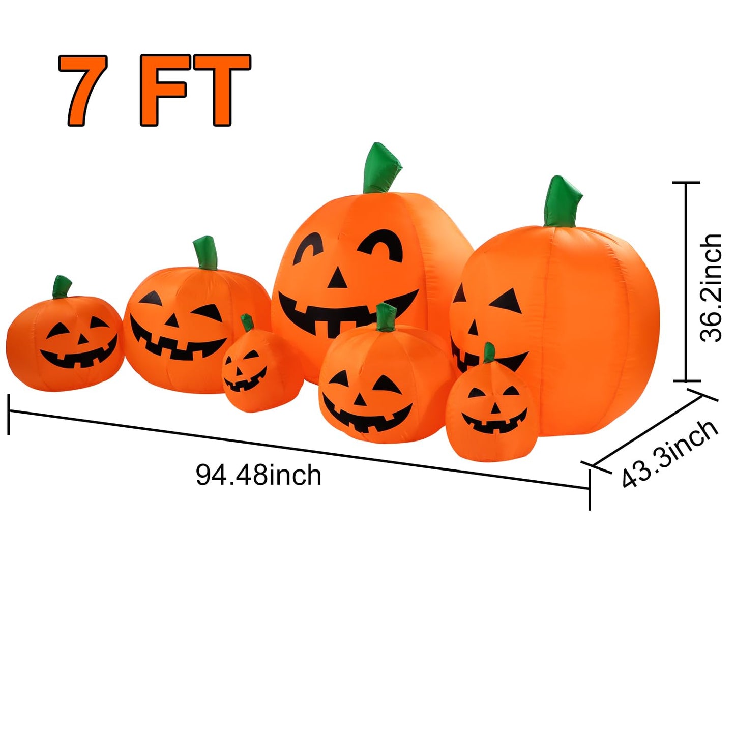 7 Ft Halloween Blow up Inflatable Pumpkin Decoration-Lighted Halloween Inflatable Pumpkin for Home Yard Garden Indoor and Outdoor Decoration