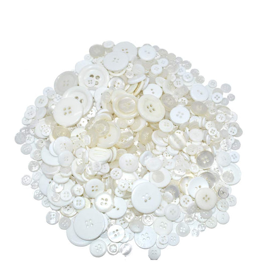 650 PCS Assorted Size Resin Round Buttons DIY Craft Sewing Decorations for Kid's Painting (White)