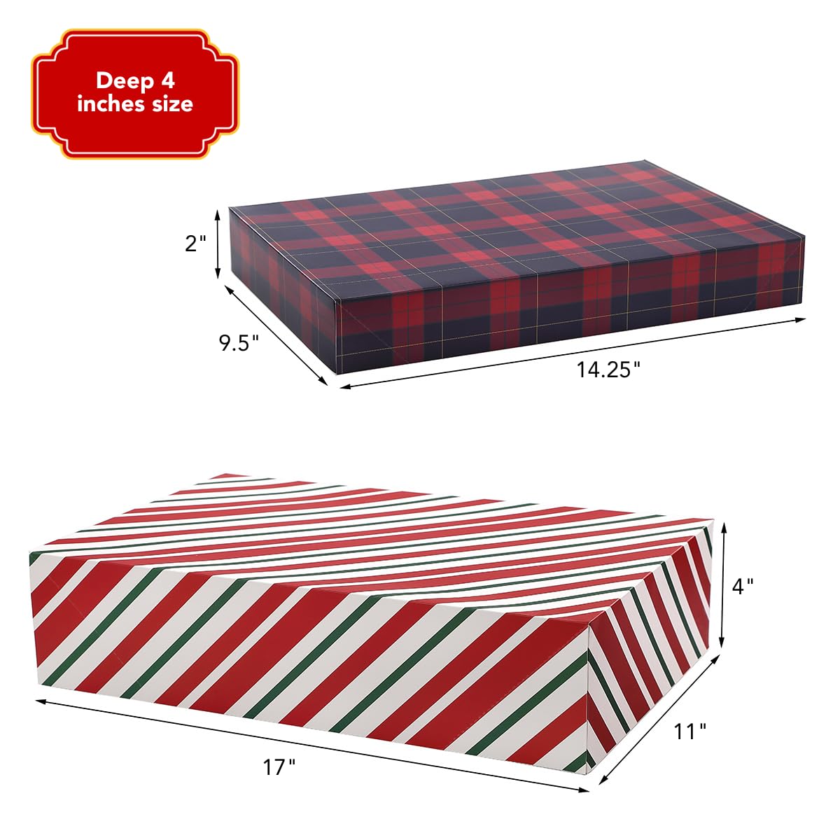 NUJOVI 13 Piece Christmas Gift Boxes with Lids - Premium Robe Boxes with 4 Inch Deep and Shirt Boxes Also Good for Pants, Lingerie, Sweaters, Clothing