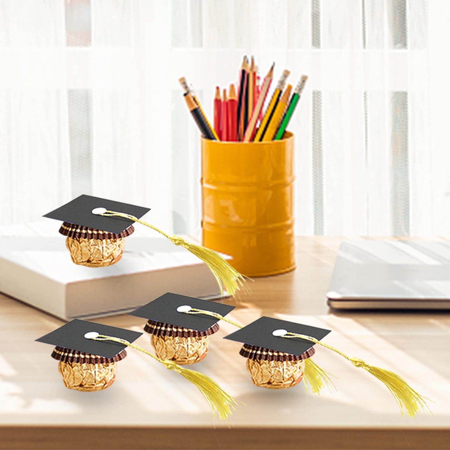 POUYRBA Graduation Cap Chocolate Decorations, 50pcs Black and Dark Blue 2026 Graduation Party Set for Chocolates Candies