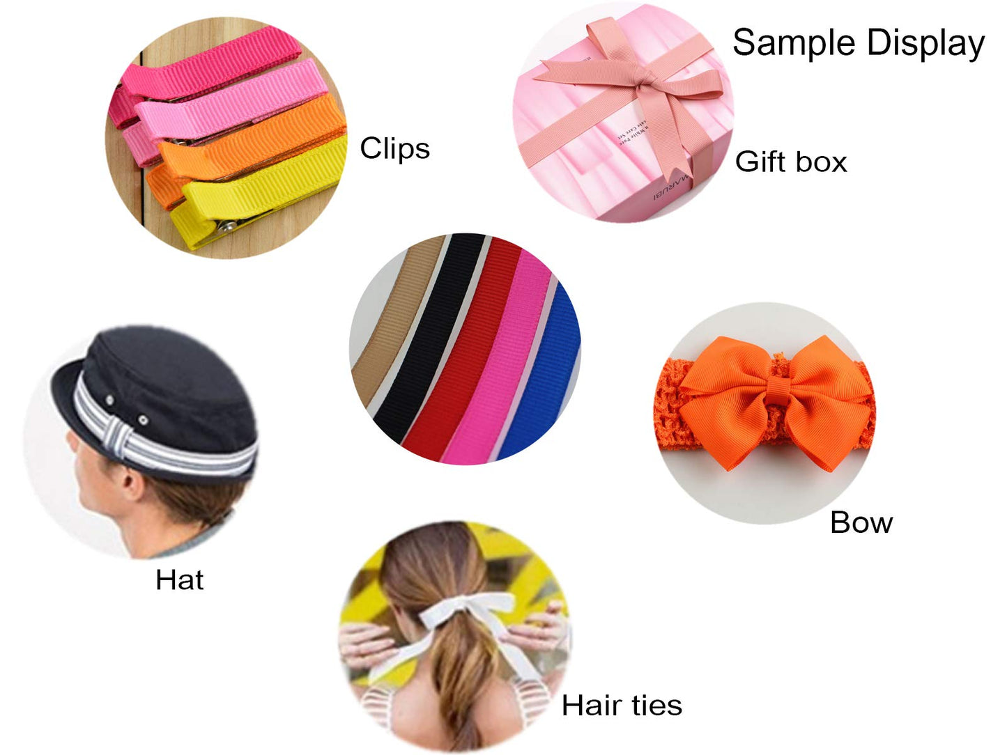 Assorted Grosgrain Satin Ribbon 1/4 inch 100Yards Flower Boutique Gift Wrapping Package Ribbon DIY Crafts Bow Hair Headband Accessories Ribbon 6mm Wide Fabric Ribbon