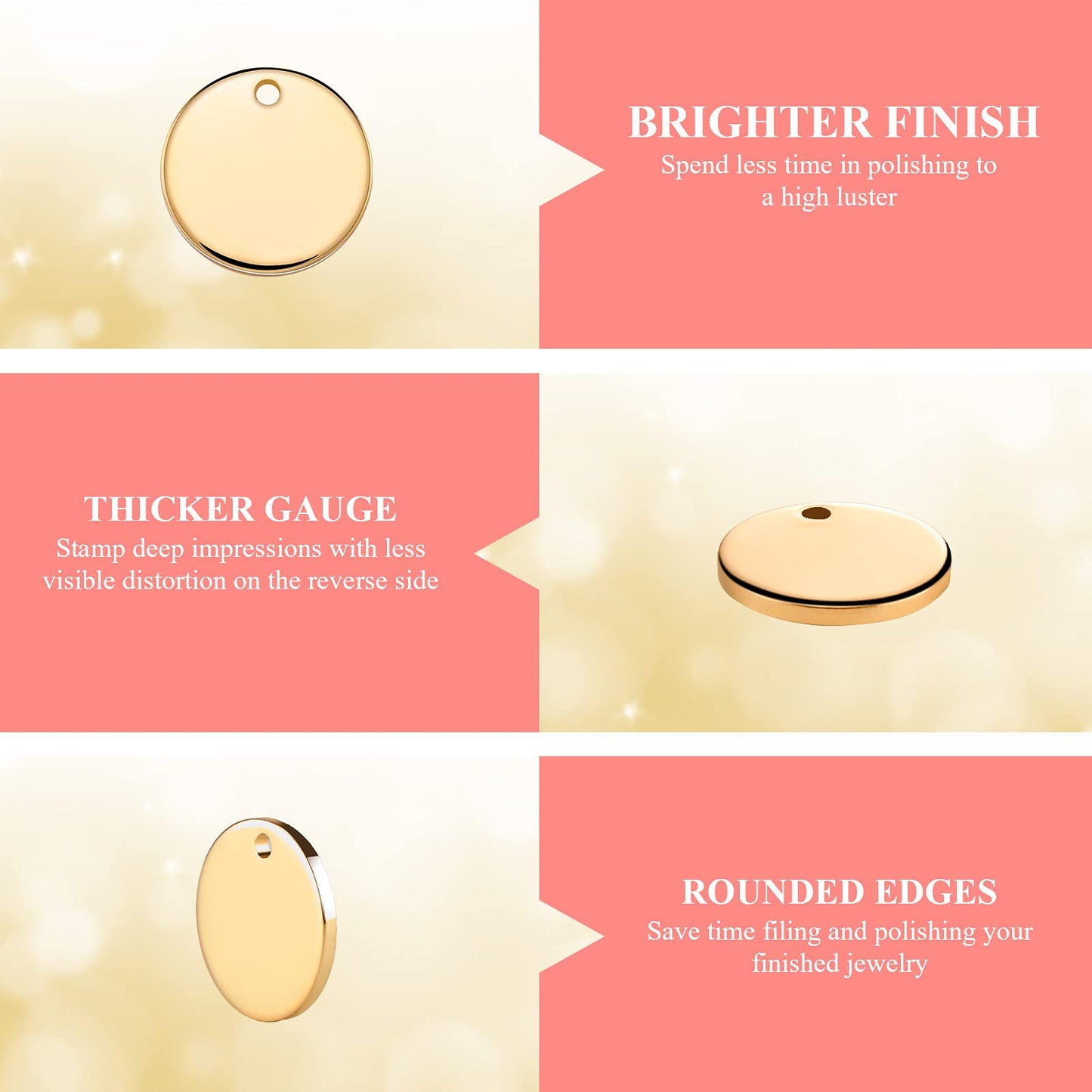 30 Pcs Metal Stamping Blank Tag Pendants for Jewelry Engraving includes 15 Rectangle Stamping Blank Bar Charms Brass Tag, 15 Round Blank Name Pendant for DIY Craft
