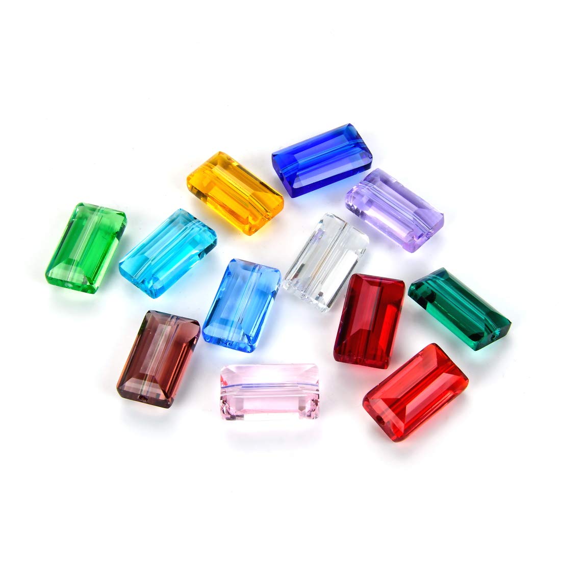 25pcs Adabele Austrian 14mm Faceted Loose Rectangle Crystal Beads Light Padparadscha Pink Compatible with Swarovski Crystals Preciosa 5055 SSRT1430