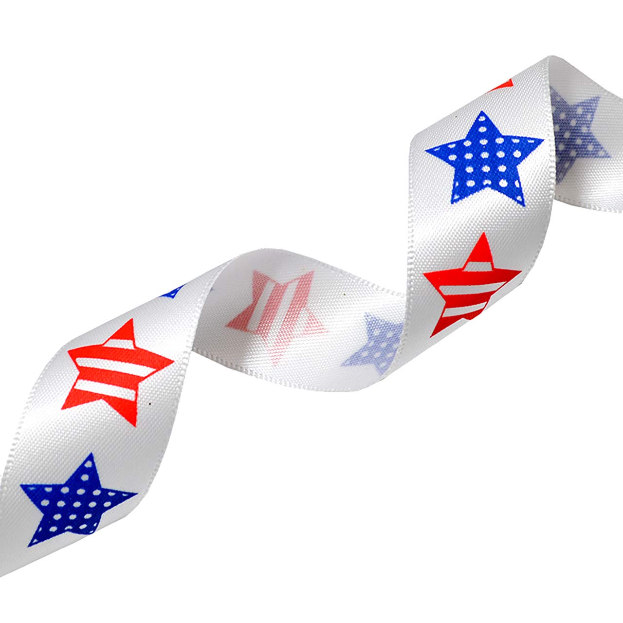 Morex Ribbon Betsy Ross Printed Satin Ribbon Spool, 3/8-Inch by 5-Yard, Red/White/Blue