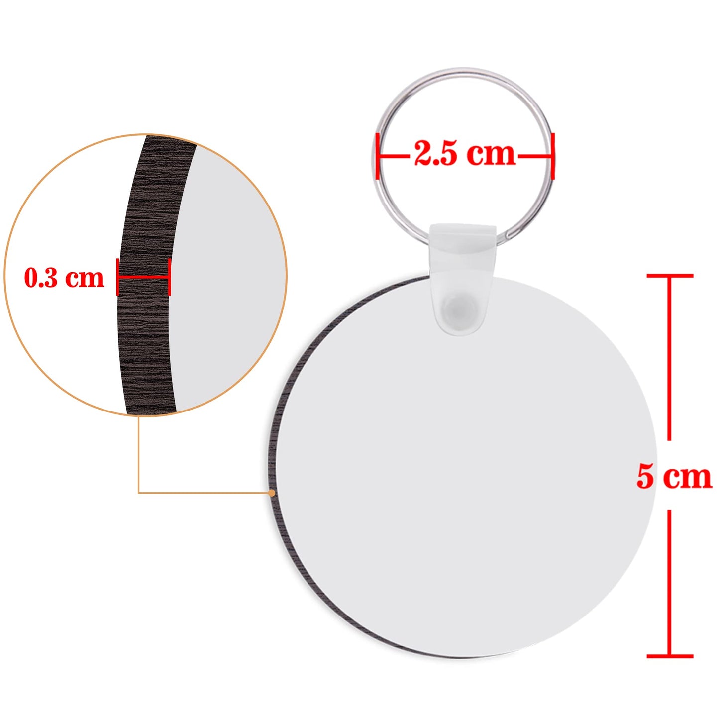 Duufin 120 Pieces Round Sublimation Keychain Blanks Double Side Heat Transfer Blanks MDF Blank Board Key Rings Blanks for Sublimation DIY and Craft