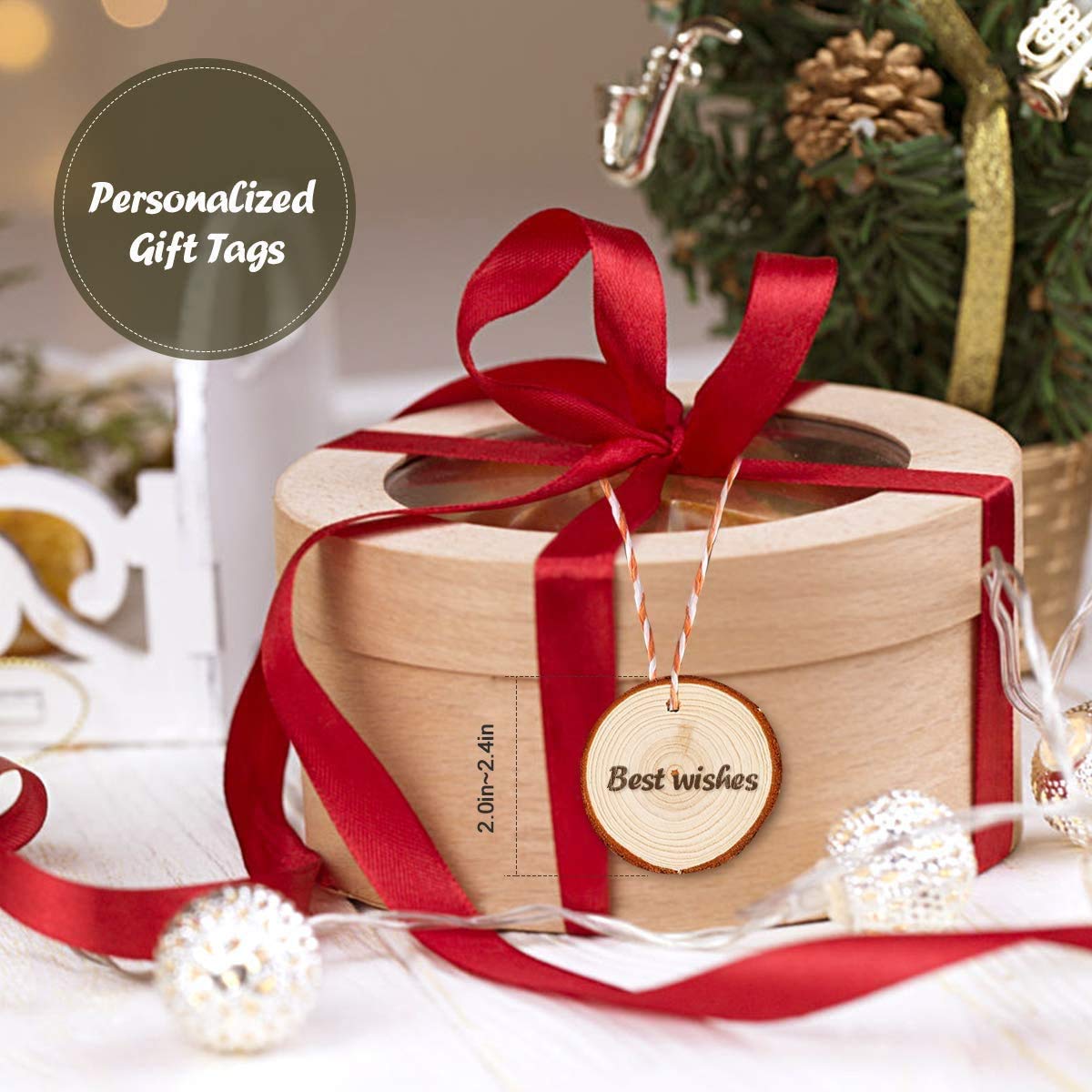 Unfinished Natural Wood Slices 20 Pcs 3.5-4 Inch Wood Coaster Sets Pieces Craft Wood kit Predrilled with Hole Wooden Circles Great for Arts and Crafts Christmas Ornaments DIY Crafts Rustic Wedding