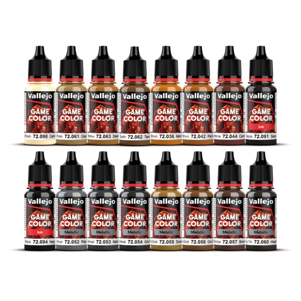 Game Color Leather and Metal Set | Set for Fantasy and Wargame Figures | 16 Bottles x 18 ml (0.60 fl.oz.)