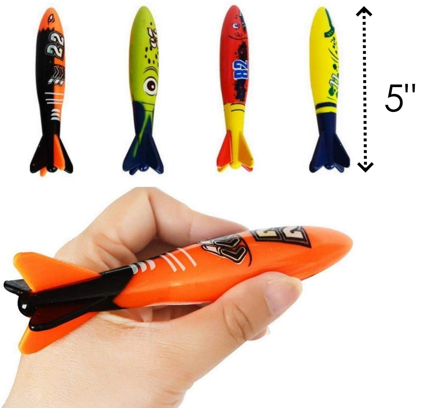 Haktoys Pool Diving Toy Set – Sinking Torpedoes for Kids & Adults | Fast-Sinking Pool Torpedo Rockets for Swim Training, Underwater Games & Water Play (Set of 8 Pieces)