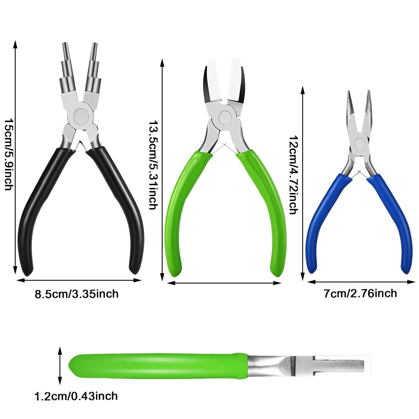 3 Pieces Jewelry Pliers Set Includes 6-in-1 Bail Making Looping Nylon Nose Bent Nose Pliers for DIY Jewelry Beading Making Crafts Tool Wedding Easter Day Supplies