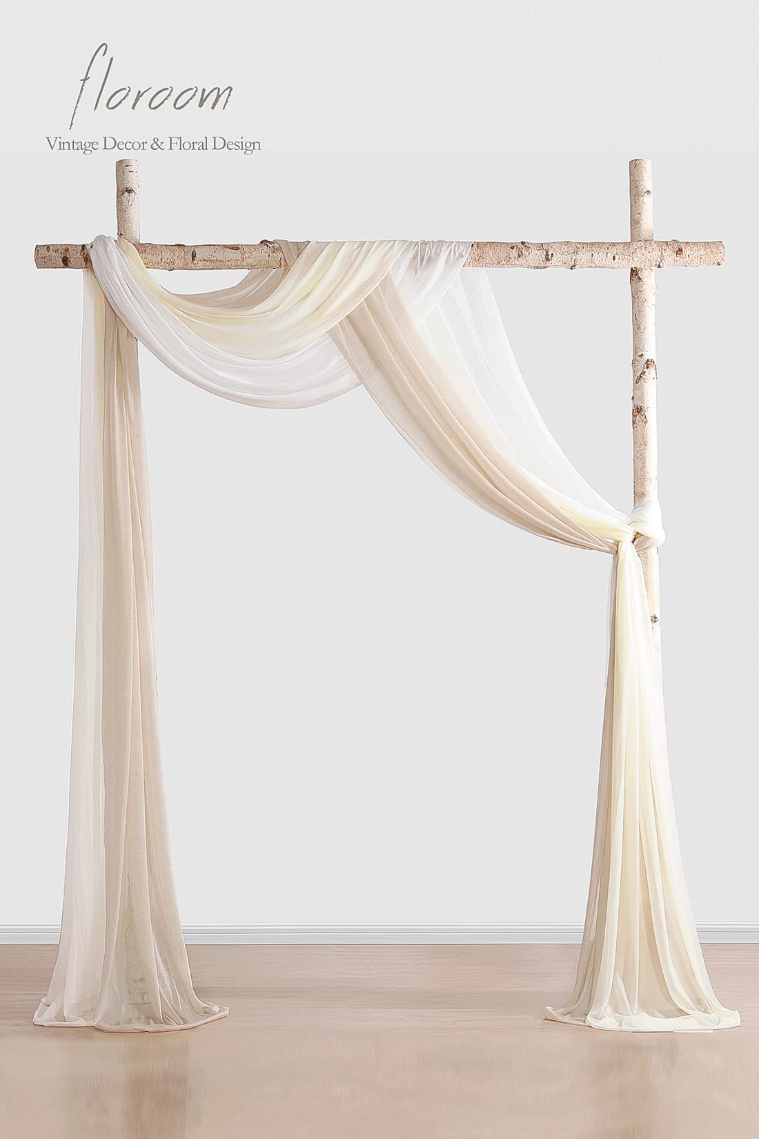 Wedding Arch Draping Fabric 3 Panels 20Ft Chiffon Fabric Drapes Arbor Drapery Wedding Ceremony Reception Swag Decorations (Nude +Cream +White)