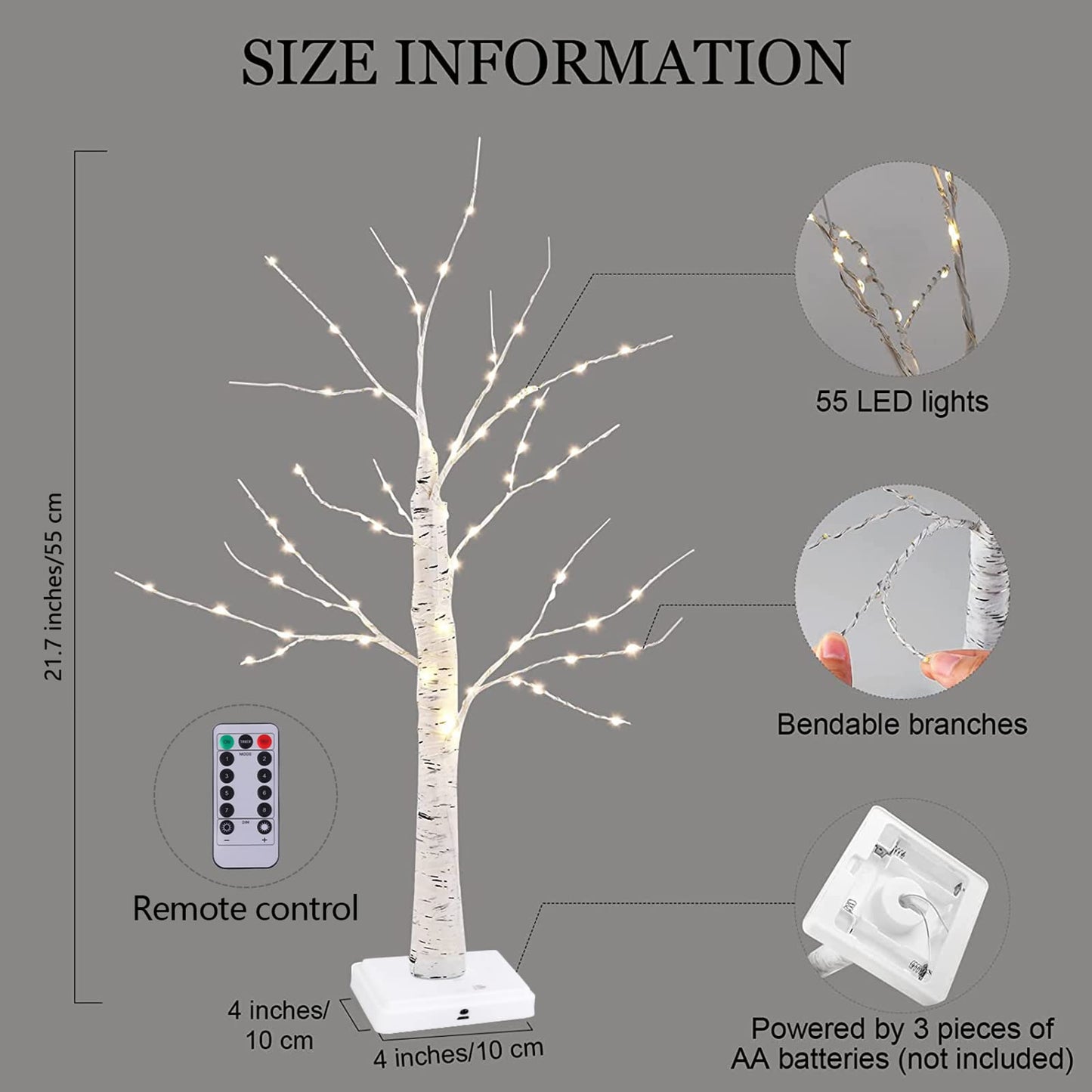 Valentine's Day Tree Decoration with LED Lights 21.7 Inch Tabletop Birch Tree with Timer Battery USB Powered with Valentine's Day Heart Ornaments for Home Valentine Wedding Decor