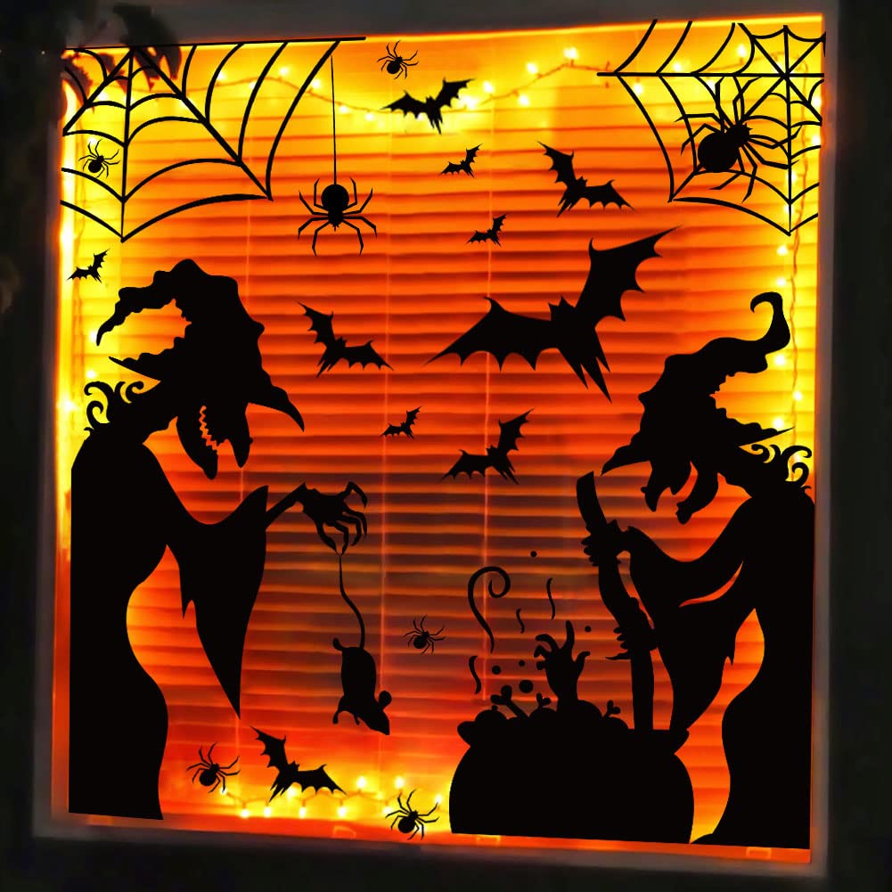 Large Halloween Window Clings Decorations Halloween Window Silhouette Decorations Scary Witch Silhouette Halloween Stickers for Window