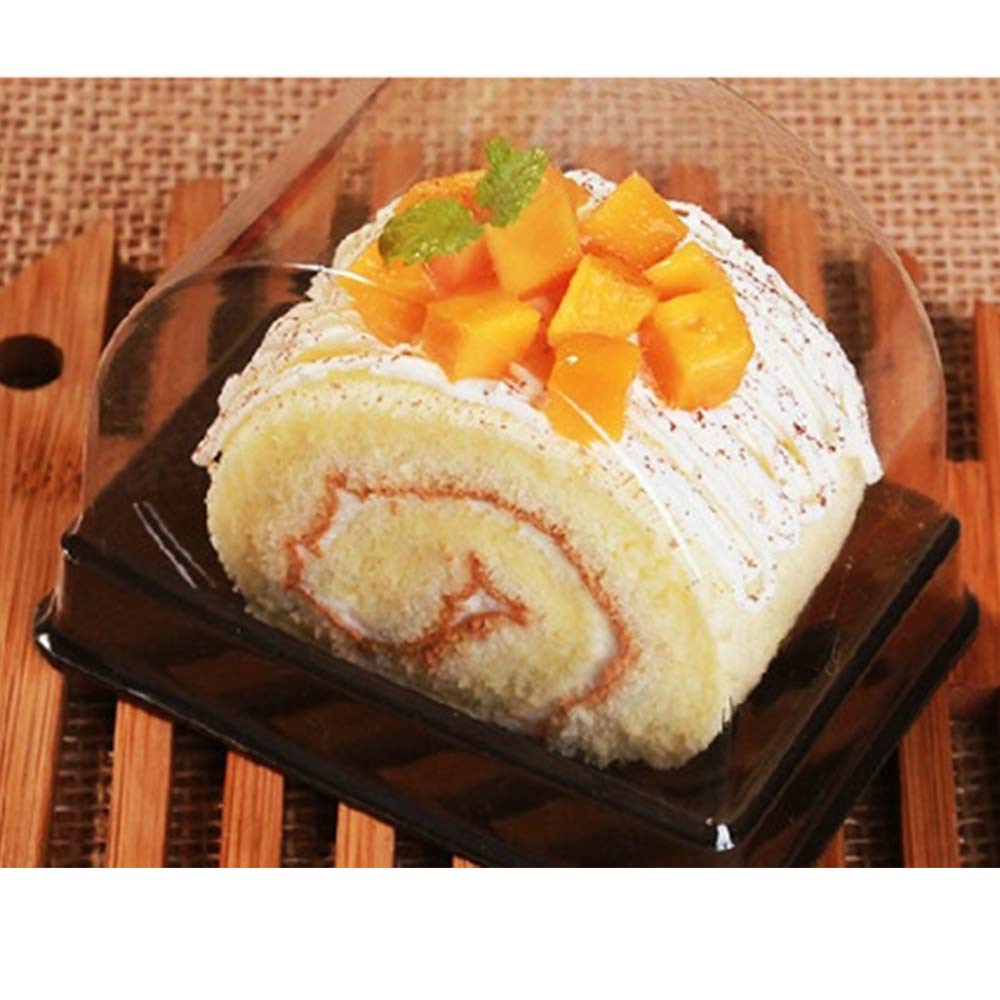 50 Pcs Roll Cake Box Set Single Personal Swiss Roll Container with Clear Dome Plastic Muffin Cheese Pastry Dessert Sushi Fruits Display Food Storage Holder(3.15"x2.17"x2.75")