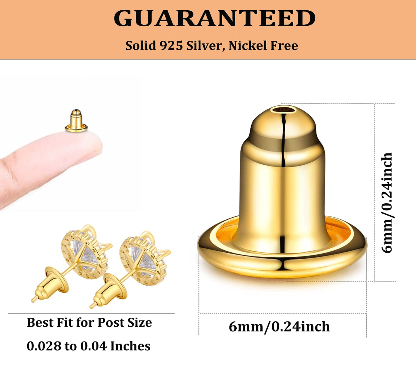 Catinee 14K Earring Backs,Plated Gold Earring Backs for Studs Secure,Hypoallergenic Earring Backs Apply To Earring Backs For Droopy Ears