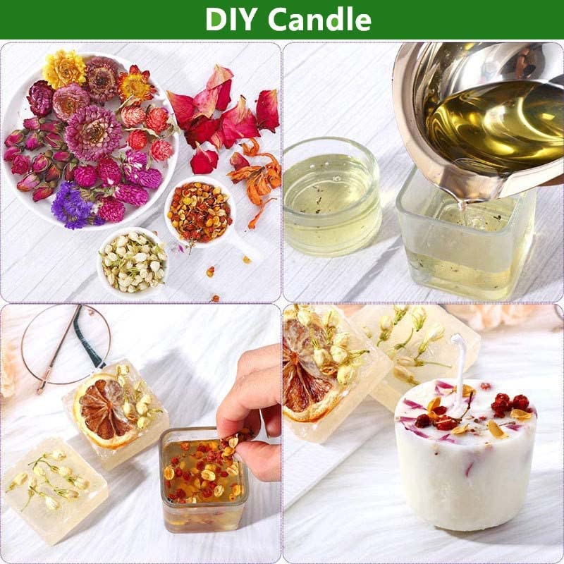 9 Bags Set Dried Flowers - Candle Making Soap Making DIY Candel Natural Flowers-Lemon,Lily,Don't Forget Me,Lavender,Mint Leaf,Rose Petal, Red Rose,Globe Amaranth,Chrysanthemum.