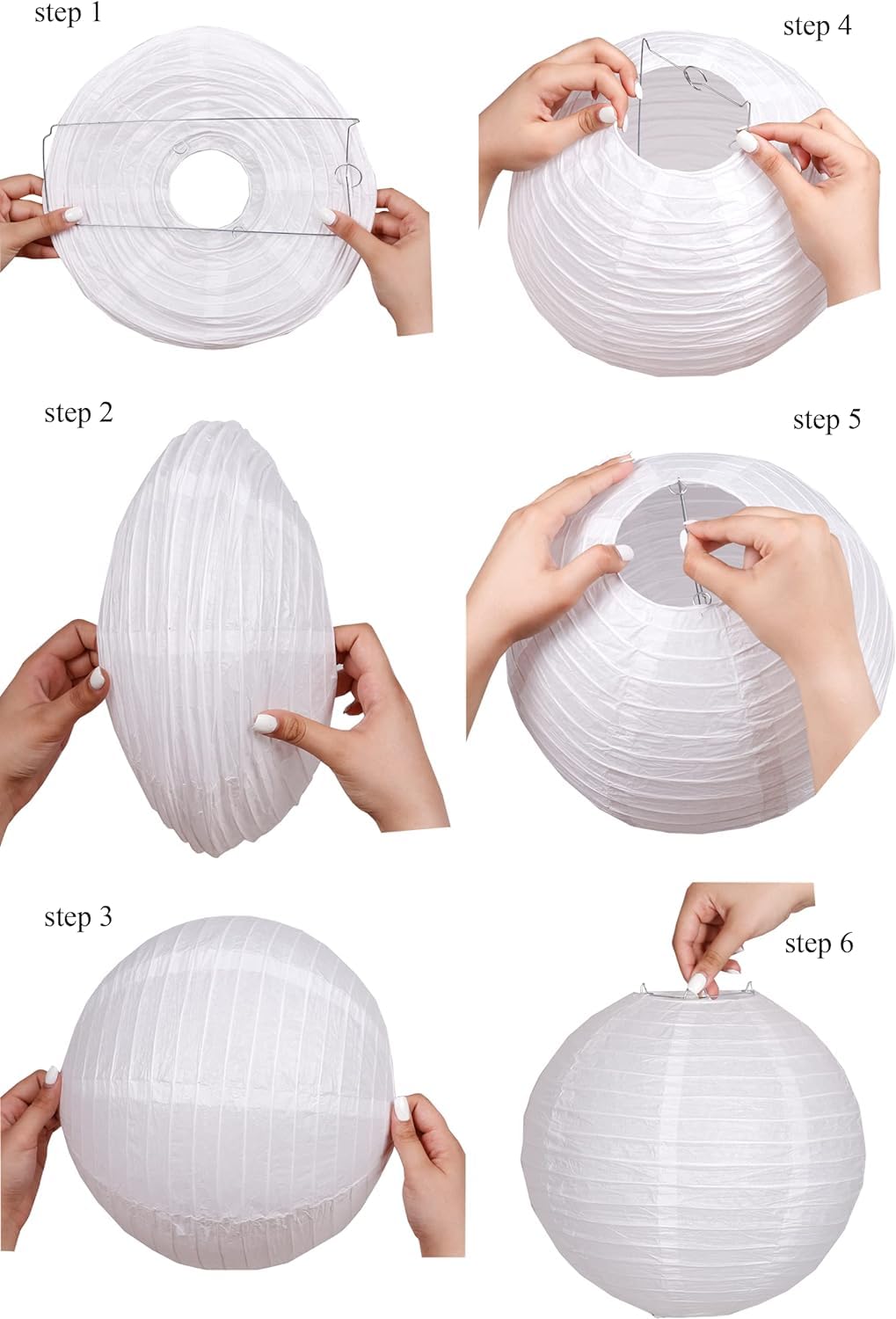 Pack of 3 Round Paper Lanterns Lamp Wedding Birthday Party Decoration (White, 14" /35CM)