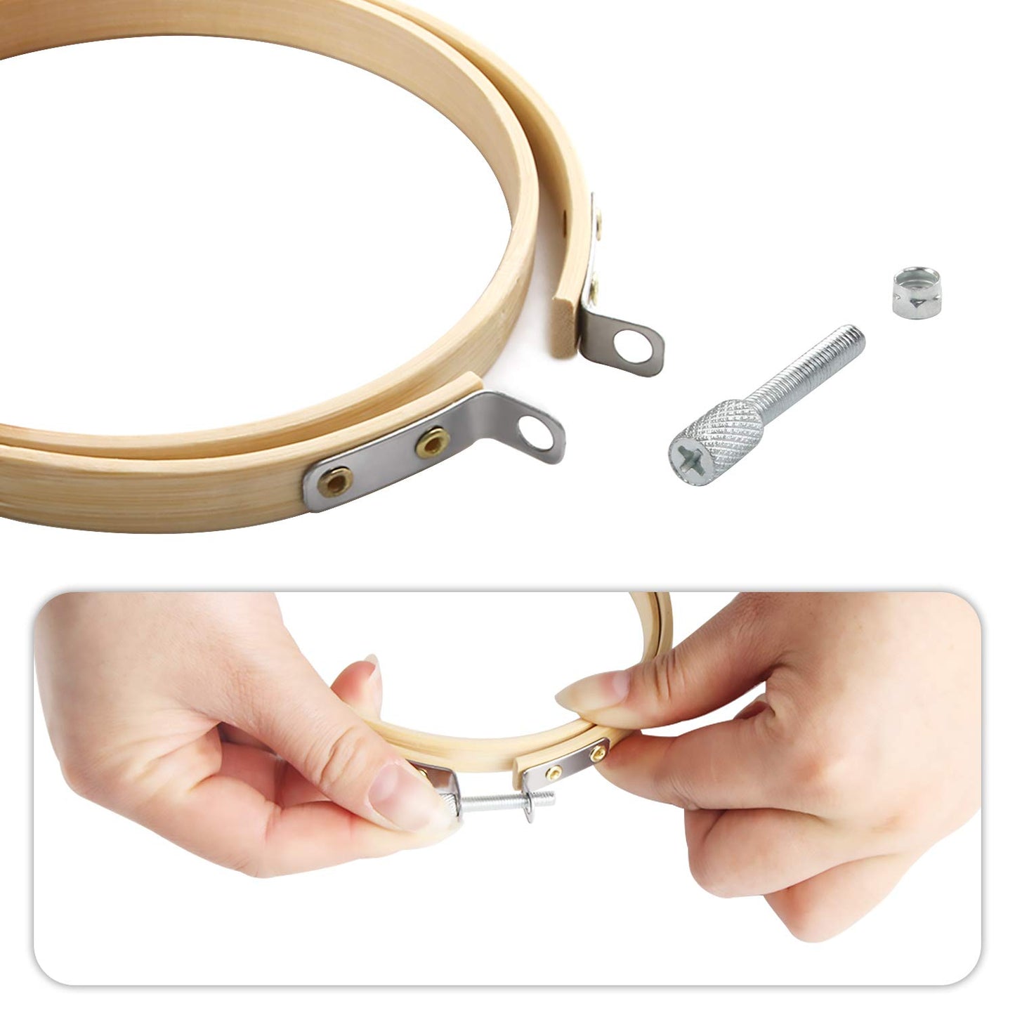 FEBSNOW 16 Pieces 4 Inch Embroidery Hoops Adjustable Natural Material Circle Cross Stitch Hoop Ring Bulk Wooden Round Embroidery Hoop for Art Craft Handy Sewing and Christmas Decoration