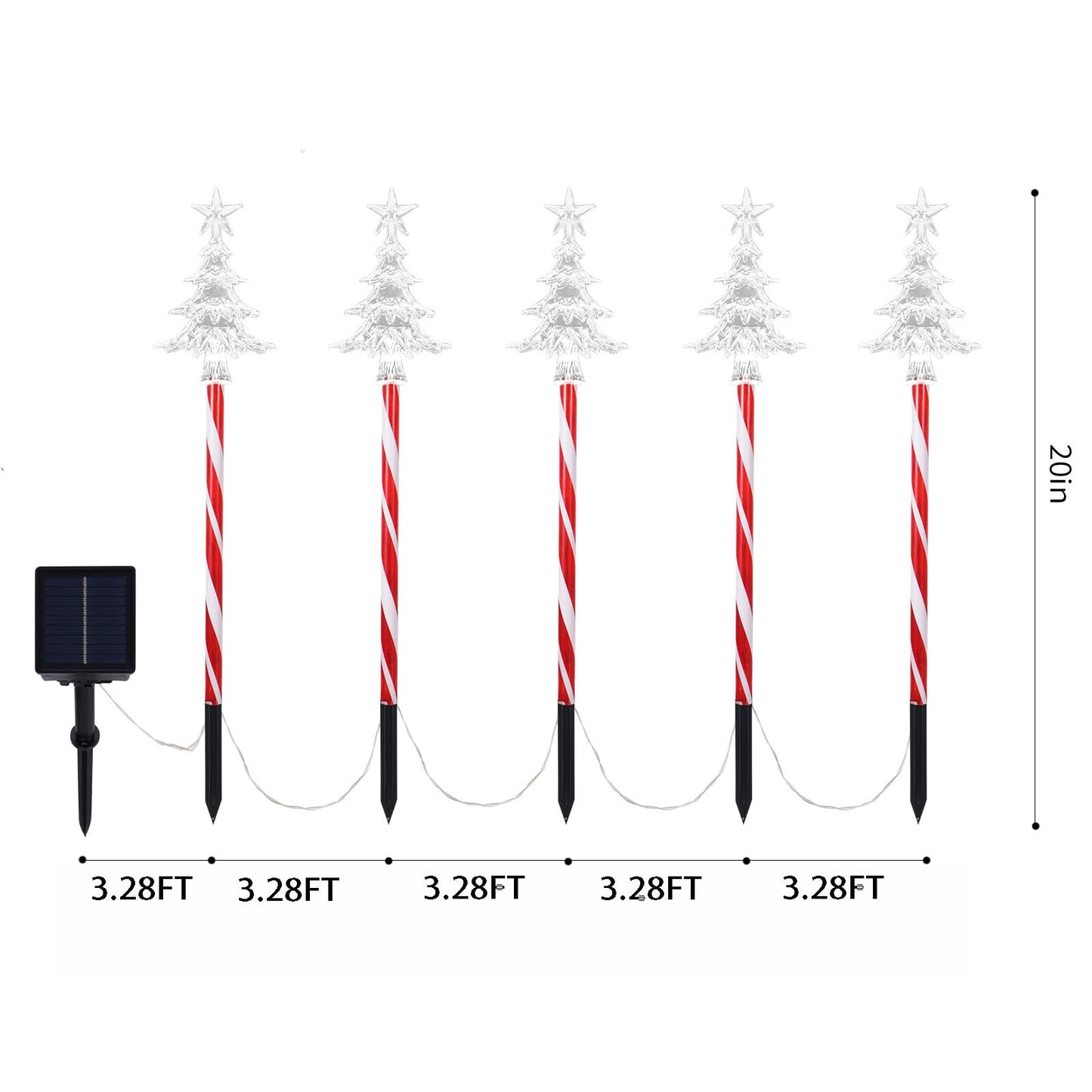 5 Pcs Acrylic Solar Pathway Stakes Lights Outdoor Waterproof, 8 Modes Christmas Decorations Outdoor Yard, Solar Christmas Garden Decor Lights (Xmas Tree Warm White)