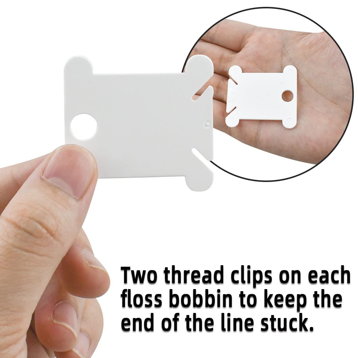 120 Pieces Plastic Floss Bobbins for Cross Stitch Embroidery Cotton Thread Embroidery Floss Cross Stitch Threads Craft DIY Sewing Storage Winding Thread Organizer Holder Embroidery DIY Cards (White)