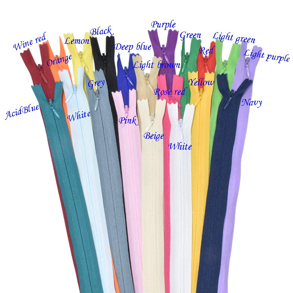 12.5" 40 Pcs Nylon Invisible Zipper for Tailor Sewer Sewing Craft Crafter's Tools Garment Special 20 Colors (12.5inch)