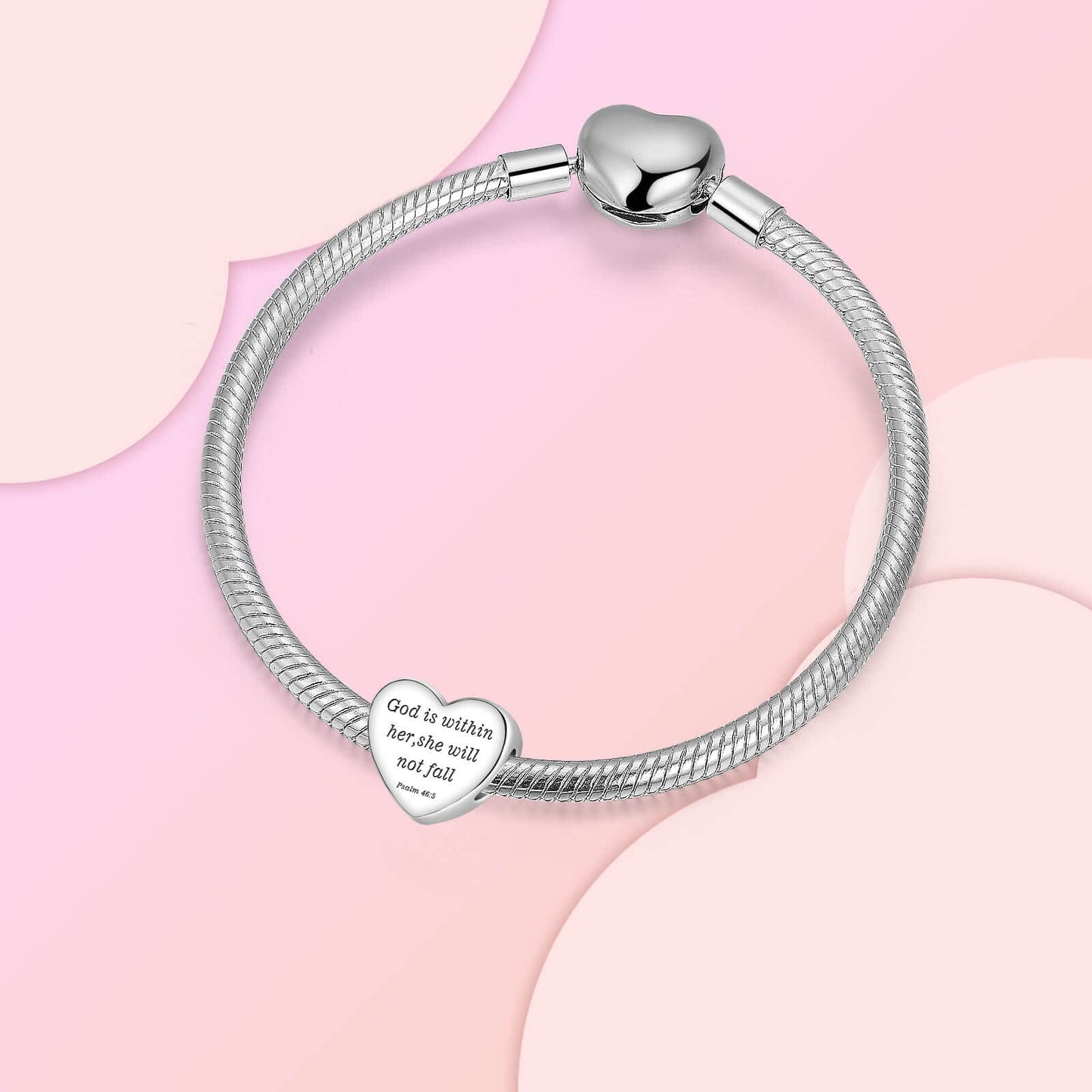 LUXILLA "God is within her, she will not fall Psalm 46:5" Charm Silver Charms 925 Sterling Silver fits Bracelets Necklace Pendant Bead Charms Jewelry Gift